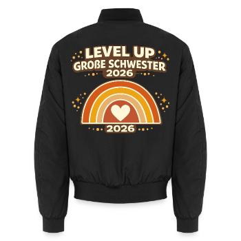 Level Up große Schwester 2026 Regenbogen - Unisex Bomberjacke - Schwarz - Hinten - AI Model Male 185 light (185cm)