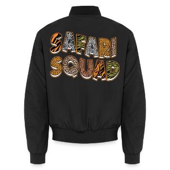 Safari Squad Tiere Zoo Party Dschungel Zoo Geburtstag - Unisex Bomberjacke - Schwarz - Hinten - AI Model Male 185 light (185cm)