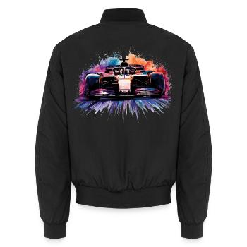 F1 Formula  One Racing Car Painting Print - Unisex Bomber Jacket - black - Back - AI Model Male 185 light (185cm)