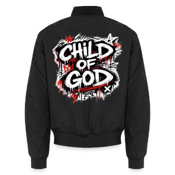 Lettrage graffiti Child of God - Bomber unisexe - noir - Dos - AI Model Male 185 light (185cm)