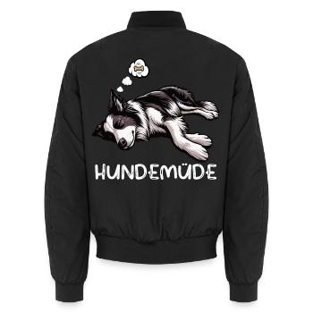 Hundemüde Border Collie Colliebesitzer Colliehund - Unisex Bomberjacke - Schwarz - Hinten - AI Model Male 185 light (185cm)