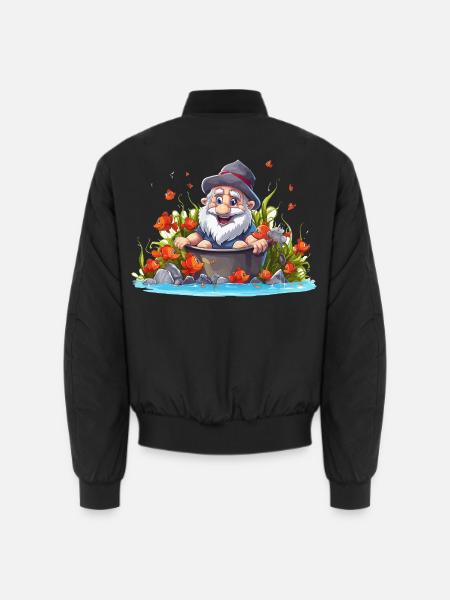 Gnom im Badetopf am Teich - Unisex Bomberjacke - Schwarz