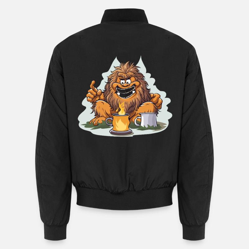 Kaffee Yeti mit Feuerlust - Unisex Bomberjacke - Schwarz