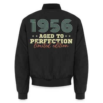 1956 Vintage Rétro Cadeau D'anniversaire - Bomber unisexe - noir - Dos - AI Model Male 185 light (185cm)