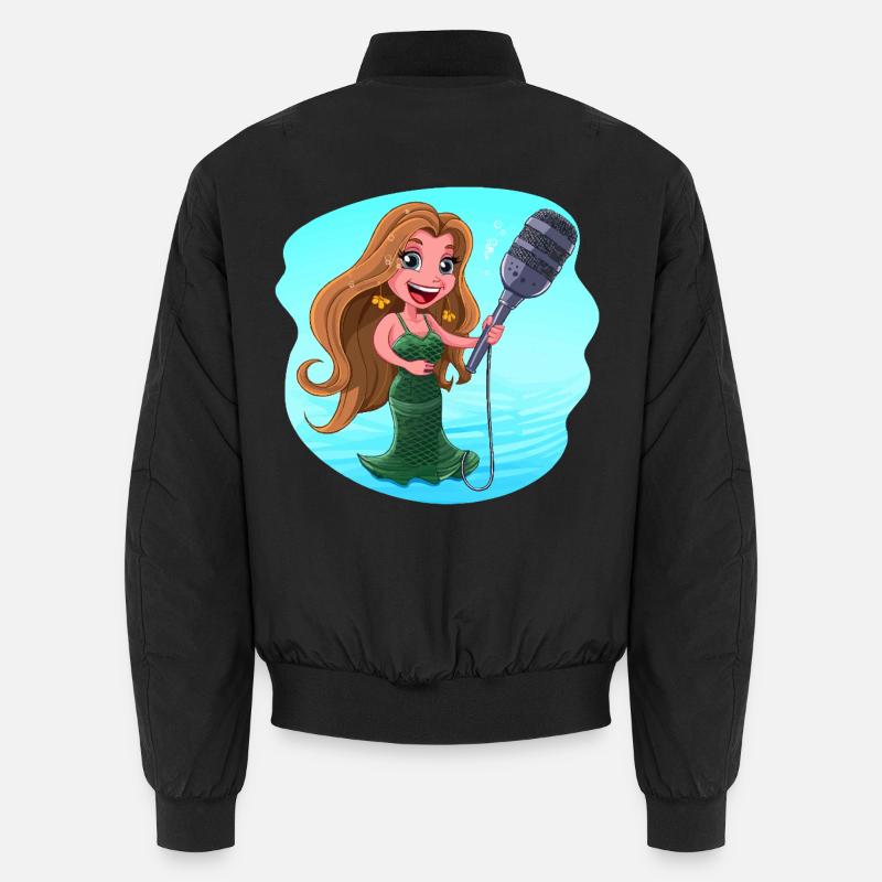 Meerjungfrau singt Karaoke Mikrofon - Unisex Bomberjacke - Schwarz