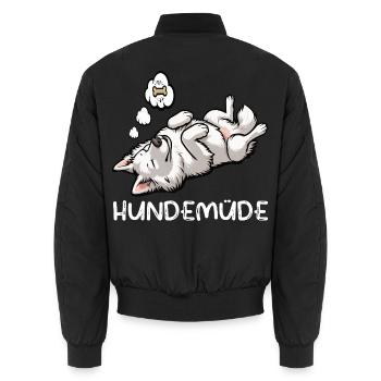 Hundemüde Weißer Schäferhund Schäferhundbesitzer - Unisex Bomberjacke - Schwarz - Hinten - AI Model Male 185 light (185cm)