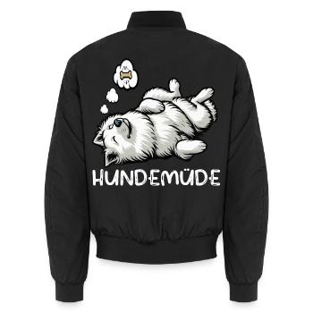 Hundemüde Weißer Schäferhund Schäferhundbesitzer - Unisex Bomberjacke - Schwarz - Hinten - AI Model Male 185 light (185cm)