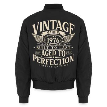 Vintage 1976 Jahrgang Geburtstag Retro Geschenk - Unisex Bomberjacke - Schwarz - Hinten - AI Model Male 185 light (185cm)