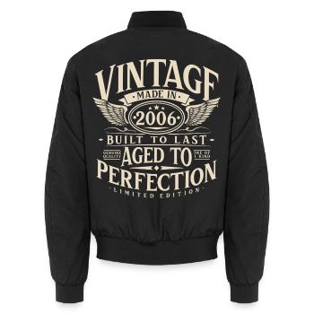 Vintage 2006 Vintage Anniversaire Cadeau Rétro - Bomber unisexe - noir - Dos - AI Model Male 185 light (185cm)
