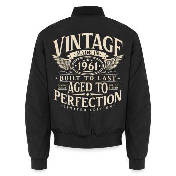 Cadeau rétro vintage d’anniversaire vintage 1961 - Bomber unisexe - noir - Dos - AI Model Male 185 light (185cm)