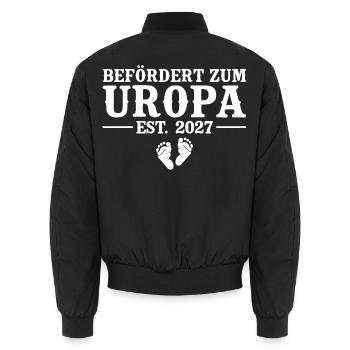 Befördert zum Uropa 2027 – Baby Ankündigung - Unisex Bomberjacke - Schwarz - Hinten - AI Model Male 185 light (185cm)