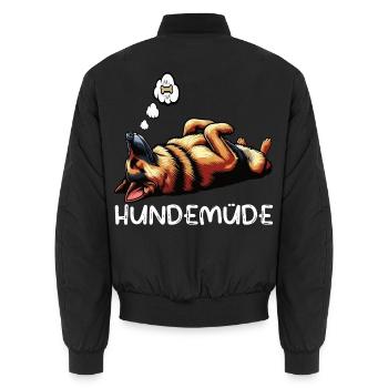 Hundemüde Deutscher Schäferhund Schäferhundhalter - Unisex Bomberjacke - Schwarz - Hinten - AI Model Male 185 light (185cm)