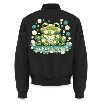 Keine Fragen nur Punkte Frosch Spruch witzig - Unisex Bomberjacke - Schwarz - Hinten - AI Model Male 185 light (185cm)