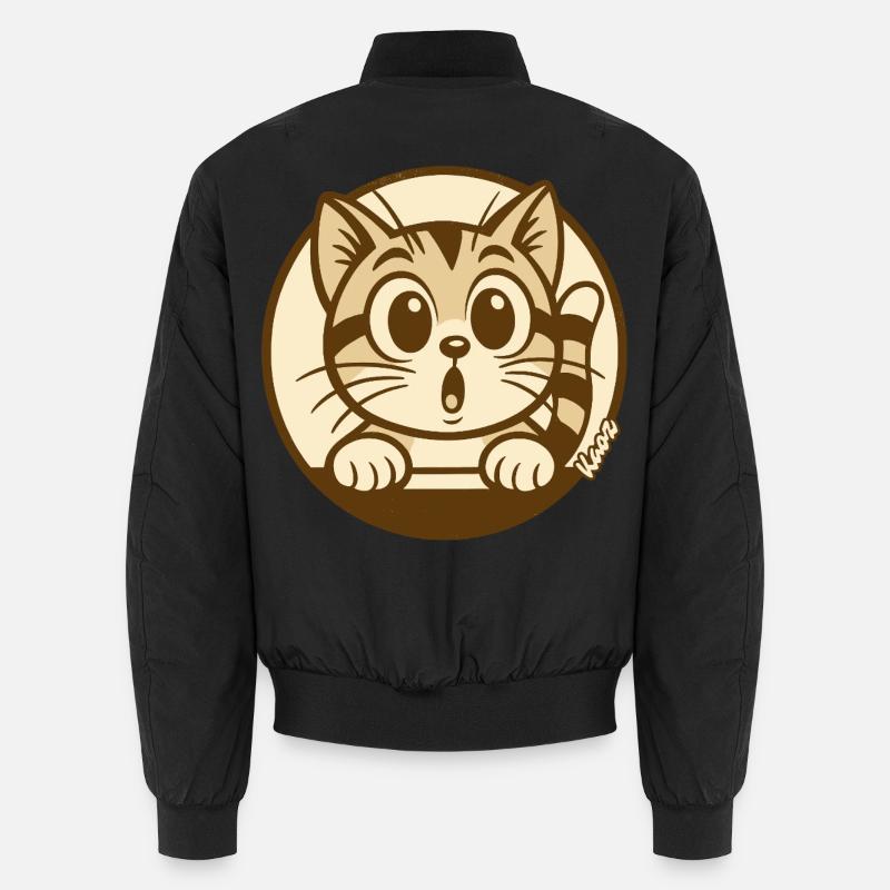 Neugieriges Kätzchen--Abzeichen - Unisex Bomberjacke - Schwarz