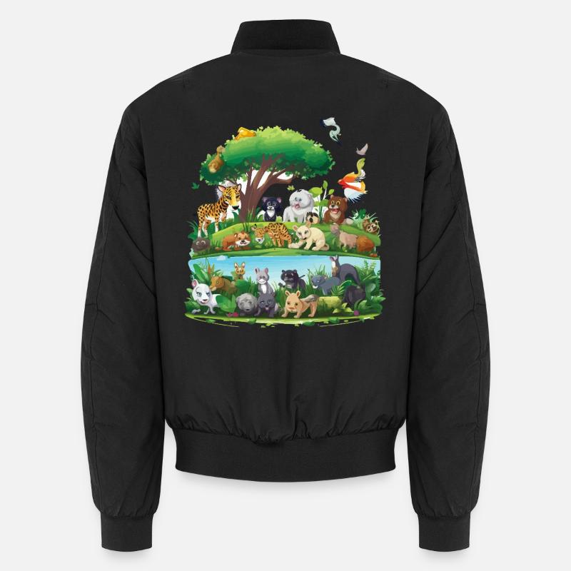 Waldtier-Paradies am Fluss Unisex Bomberjacke