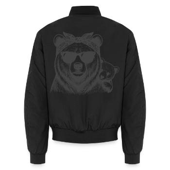 Mama Bear and Baby - Unisex Bomber Jacket - black - Back - AI Model Male 185 light (185cm)