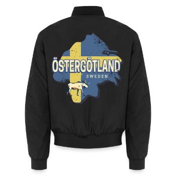 Östergötland Schweden Retro Provinz Souvenir - Unisex Bomberjacke - Schwarz - Hinten - AI Model Male 185 light (185cm)