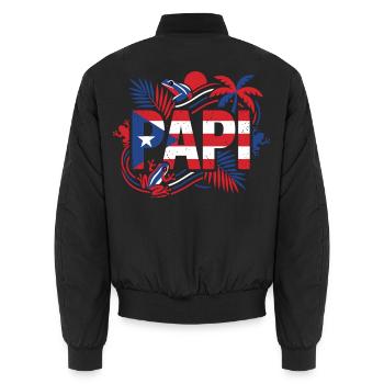 Papi Porto Rico Drapeau Grenouille Tropiques - Bomber unisexe - noir - Dos - AI Model Male 185 light (185cm)