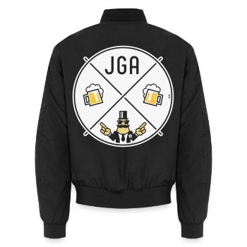 Signe de main du marié Signe de bière Symbole NEG 3C - Bomber unisexe - noir - Dos - AI Model Male 185 light (185cm)