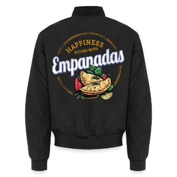 Empanada Snack Vintage Espagne Rétro Dumplings - Bomber unisexe - noir - Dos - AI Model Male 185 light (185cm)
