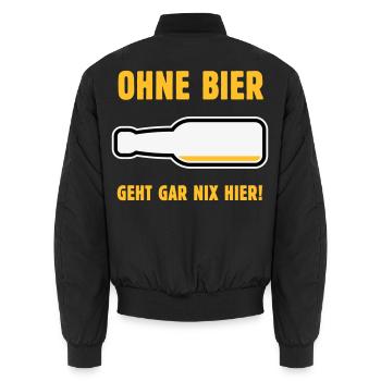 Ohne Bier Geht Gar Nix Hier! (Bierchen / NEG 3C) - Unisex Bomberjacke - Schwarz - Hinten - AI Model Male 185 light (185cm)