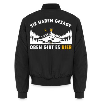 Sie haben gesagt oben gibt es Bier auf dem Berg - Unisex Bomberjacke - Schwarz - Hinten - AI Model Male 185 light (185cm)