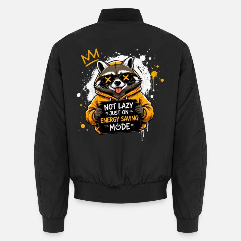 Raccoon Power Saving Mode Pullover Hoodie Unisex Bomber Jacket
