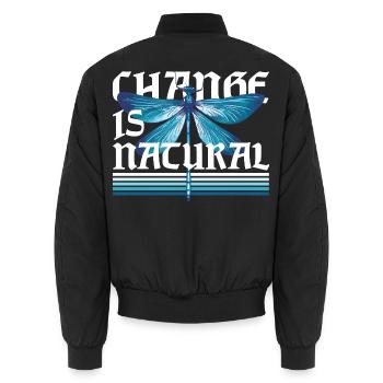Dragonfly Dragonflies Change Is Natural - Unisex Bomber Jacket - black - Back - AI Model Male 185 light (185cm)