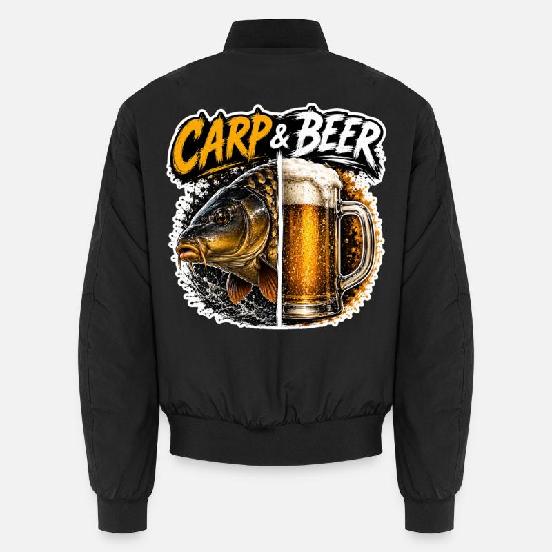 Carpe et bière : design de pêche drôle Bomber unisexe