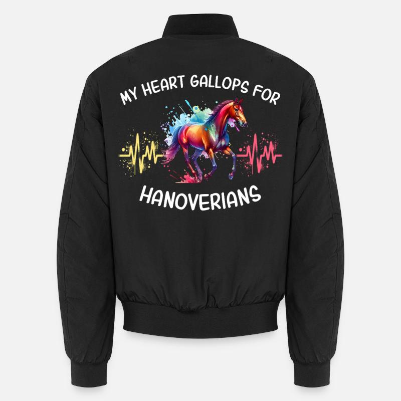 Hannoveraner Herzlinie Pferd - Unisex Bomberjacke - Schwarz