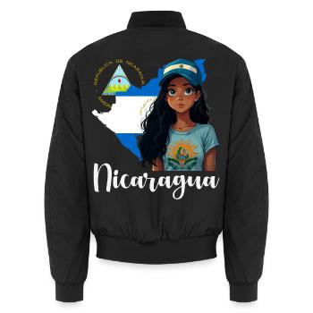 Nicaragua Flagge Stolz & Heimat - Unisex Bomberjacke - Schwarz - Hinten - AI Model Male 185 light (185cm)