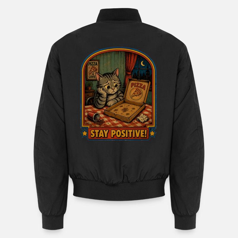 Pizza Abend Katze Stay Positive Unisex Bomberjacke