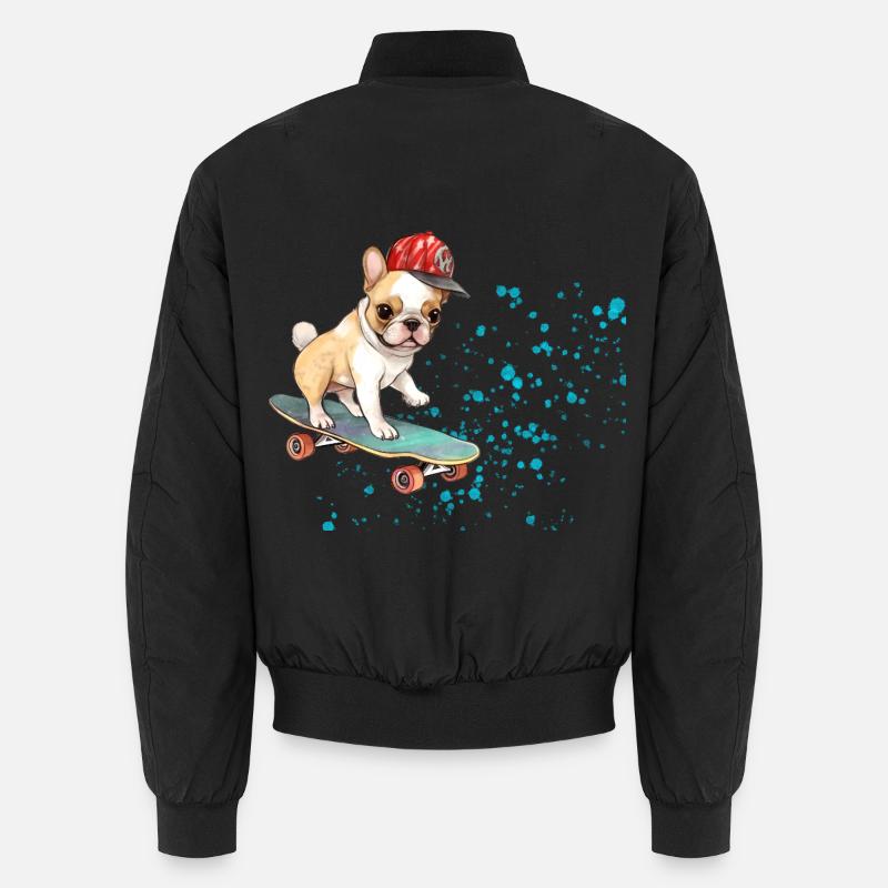 Bouledogue à roulettes avec casquette - Bomber unisexe - noir