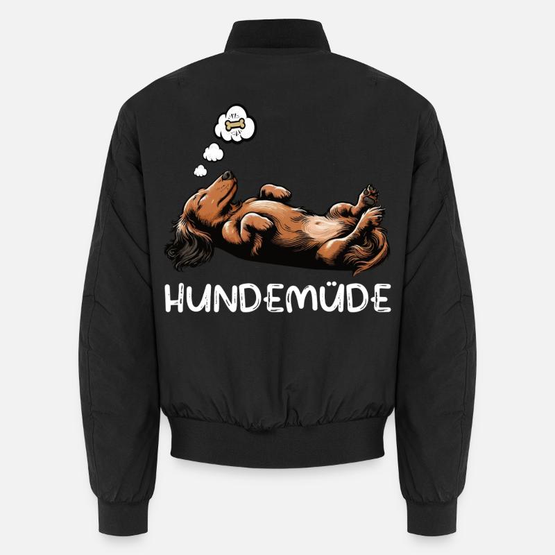 Hundemüde Langhaardackel Dackel Dackelhalter - Unisex Bomberjacke - Schwarz