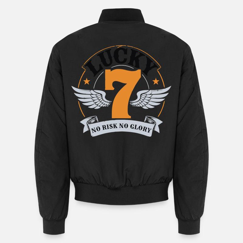 Lucky 7 Biker Badge – No Risk No Glory Unisex Bomberjacke