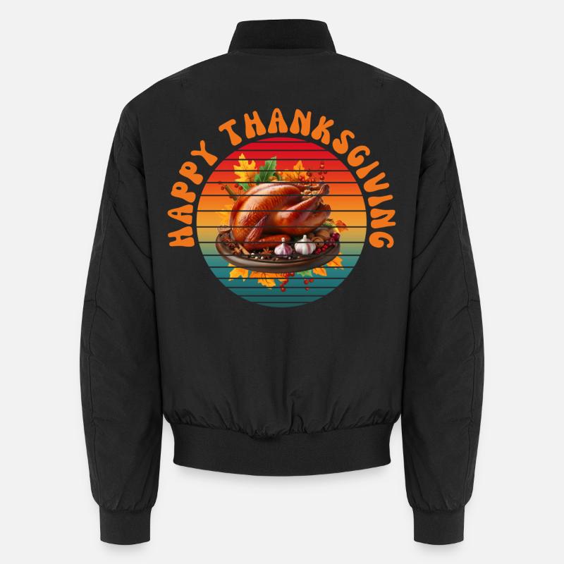 HAPPY THANKSGIVING - Unisex Bomber Jacket - black