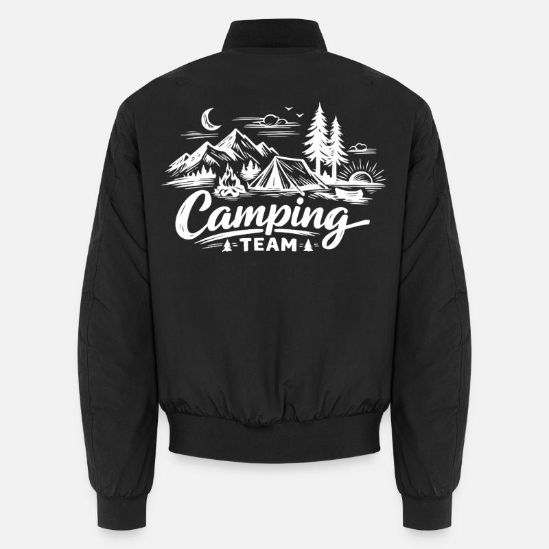 Camping Team Tent - Unisex Bomber Jacket - black
