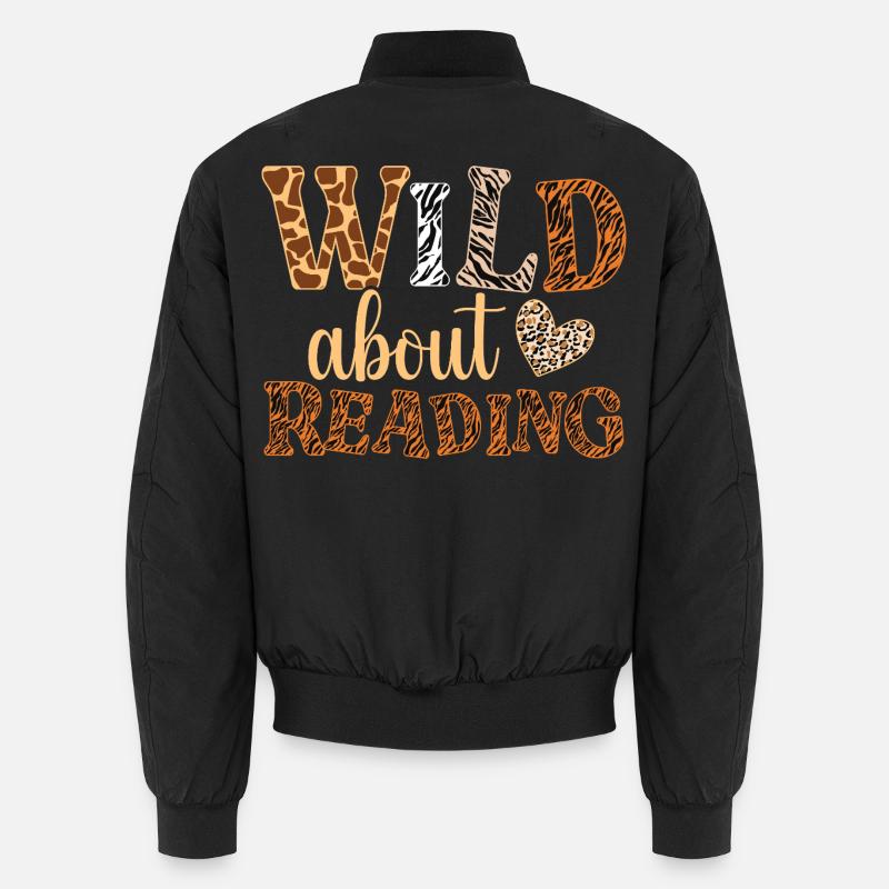 WILD about Reading: Animal Pattern Letters - Unisex Bomber Jacket - black