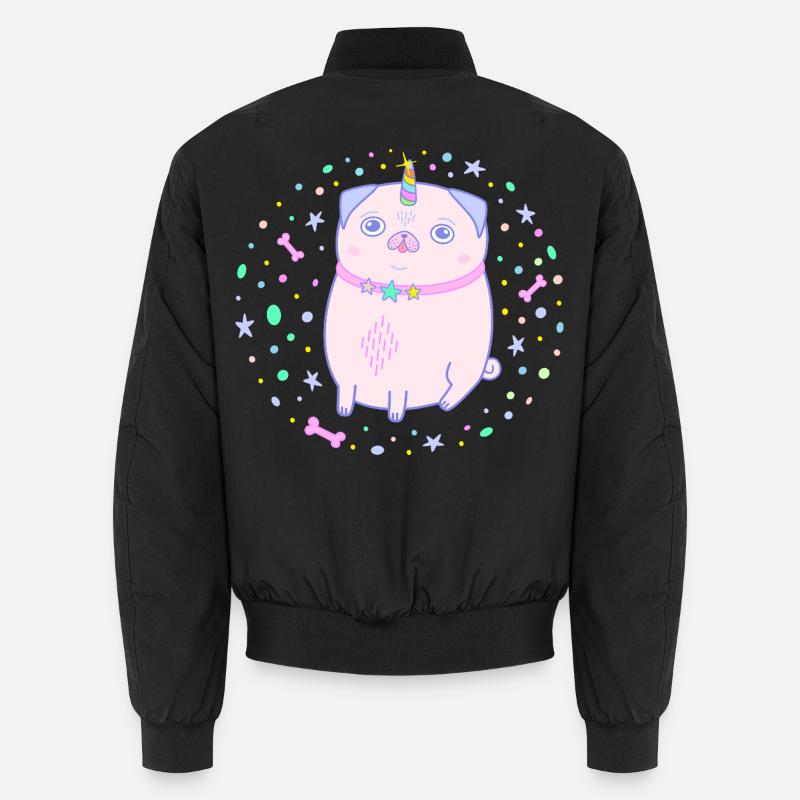 Rosa Mops Einhorn Pugicorn Unisex Bomberjacke