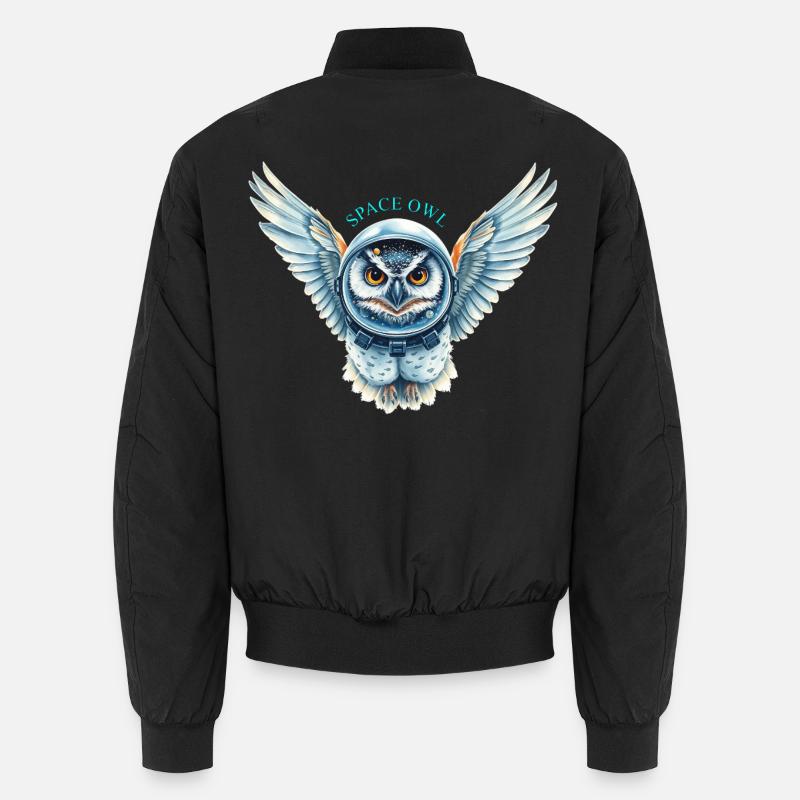 Weltraum-Eule im Raumanzug Unisex Bomberjacke