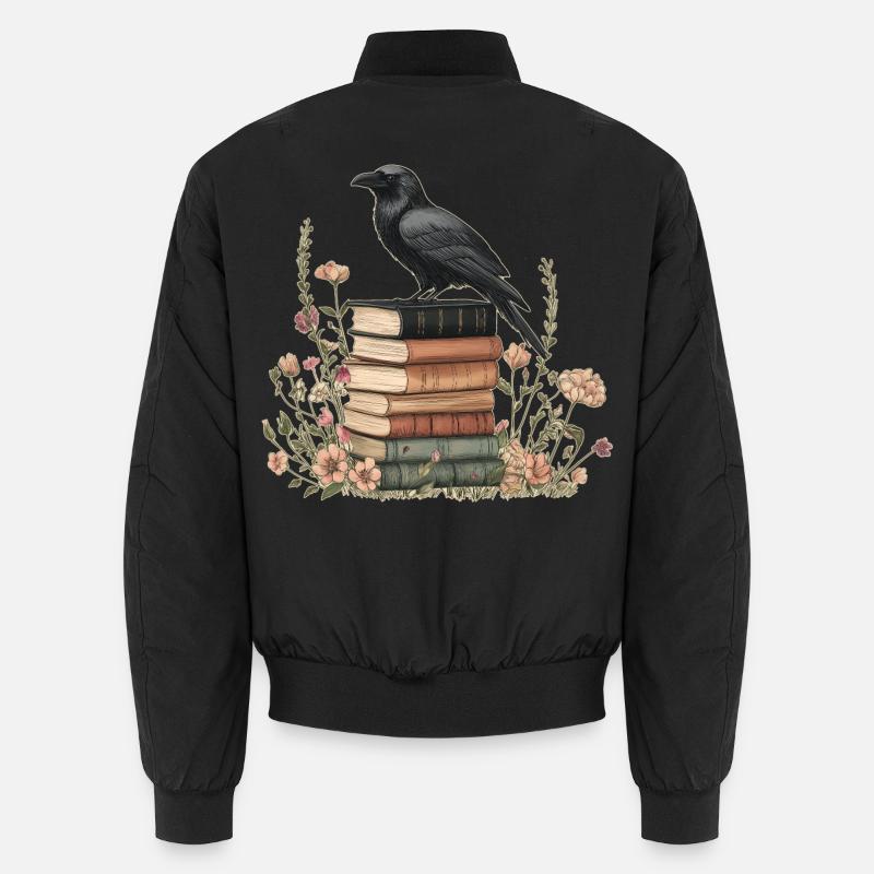 Rabe auf Bücherstapel Unisex Bomberjacke