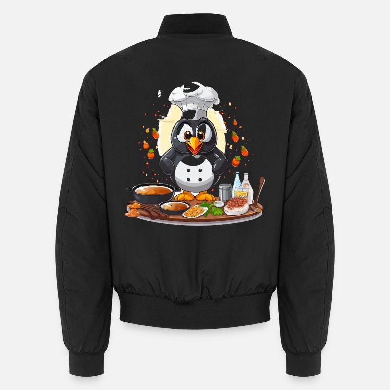 Küchenpinguin Chef Design - Unisex Bomberjacke - Schwarz