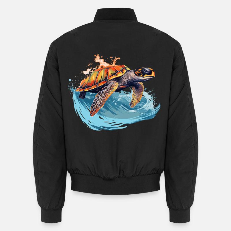 Wild sea turtle in wave Unisex Bomber Jacket