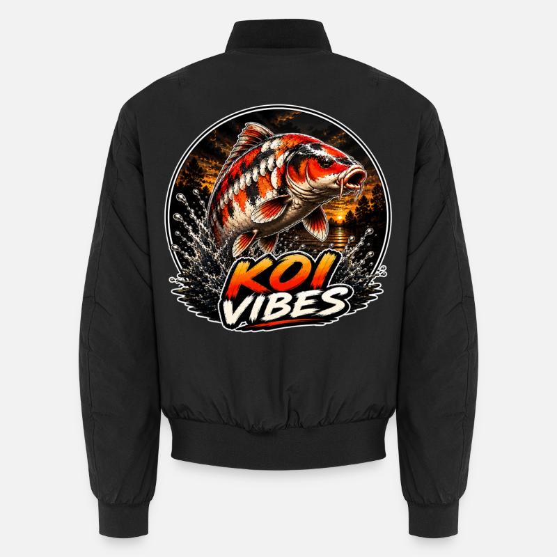 Koi Vibes Sunset Carp Design - Unisex Bomberjacke - Schwarz