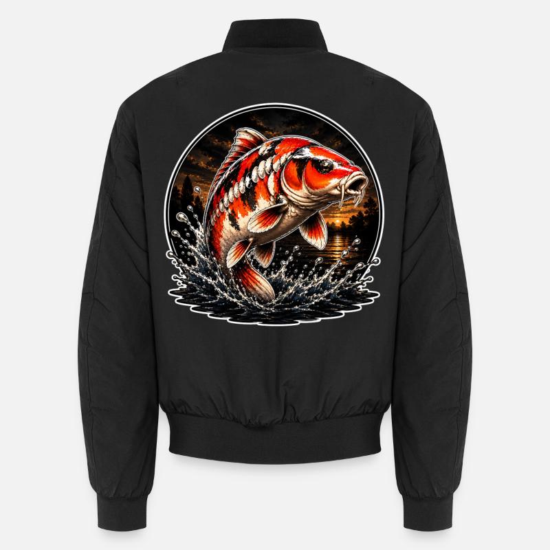 Red White Koi Splash Art Design Unisex Bomber Jacket