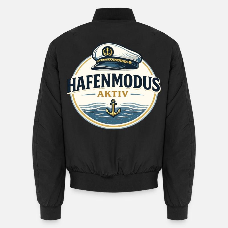 Hafenmodus aktiv maritimer Anker Spruch - Unisex Bomberjacke - Schwarz