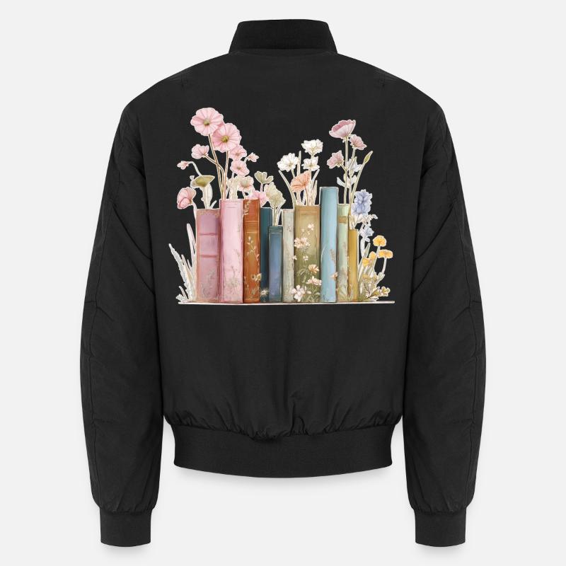 Bücher mit Blüten Unisex Bomberjacke