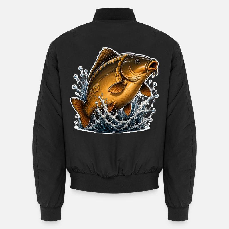 Mirror Carp Splash Fishing Design Unisex Bomber Jacket