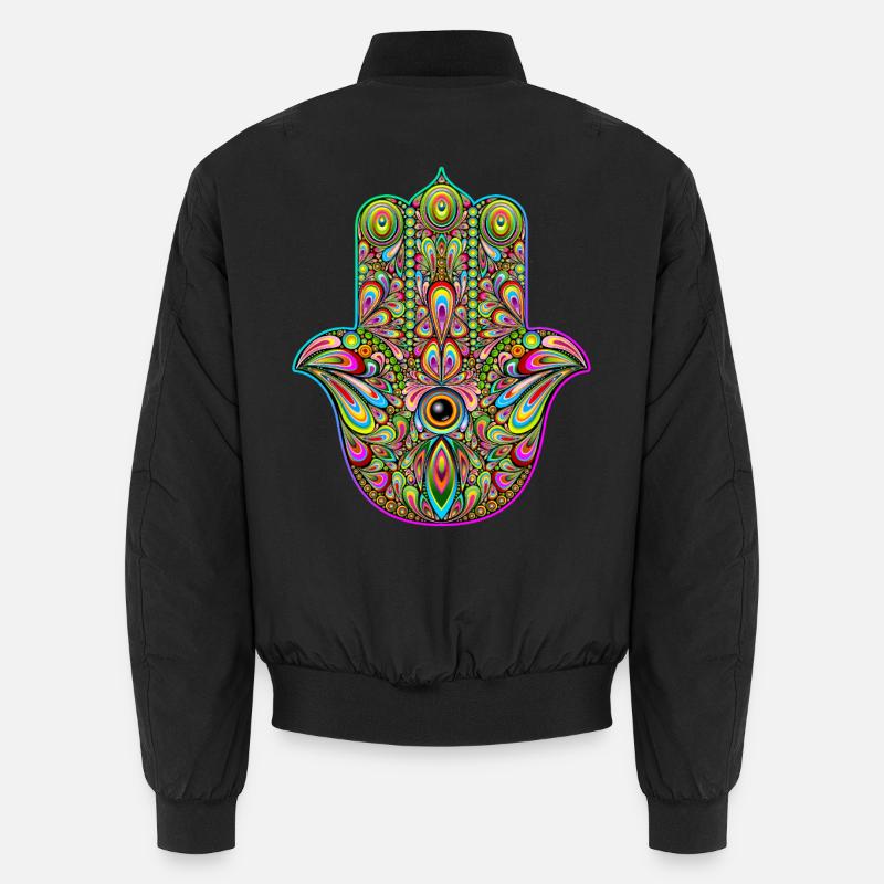 Hamsa Hand Trippy Psychedelic Art Unisex Bomber Jacket