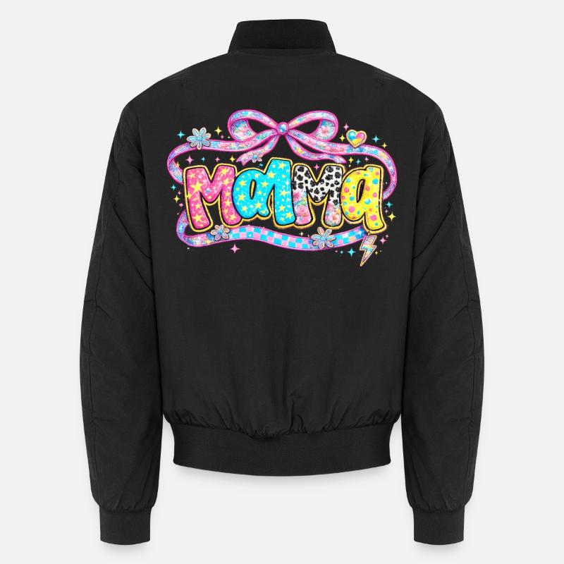 Mama-Geschenk: Retro Mama-Optik und Glitzer - Unisex Bomberjacke - Schwarz